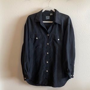 Vintage 90s midnight blue button up shirt